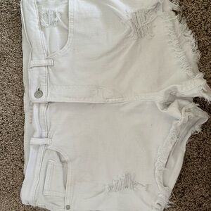 White Distressed Denim Shorts